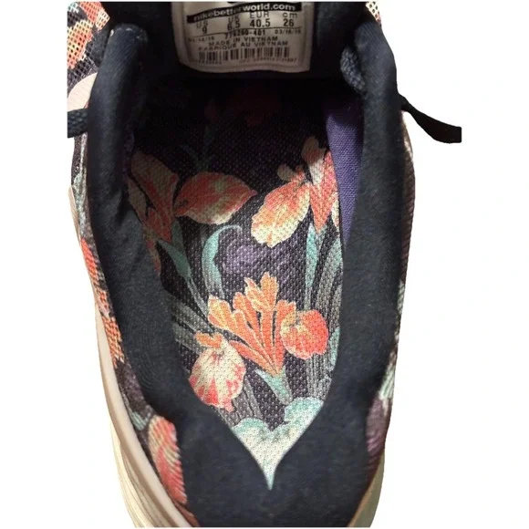 Women's Black Floral Nike Lunarglide 6 Athletic Running/Walking Shoes Size 9 - Picture 6 of 11